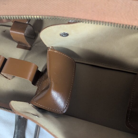 Vintage Travel Shaving Grooming Kit Brown Zip Leather Case Brush A. A. Germany - Picture 12 of 15